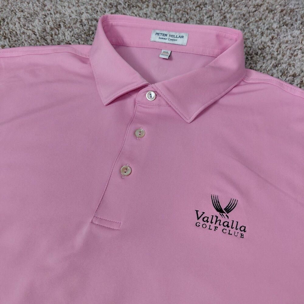 Peter Millar Valhalla Golf Club Polo Shirt Mens 2XL XXL Pink Summer Comfort